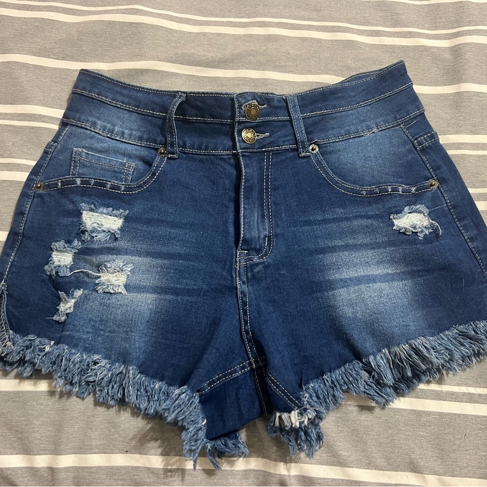 Jean Shorts: distressed cutoff,  size Medium